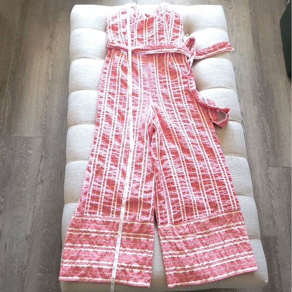 Anthropologie ett:twa Red Stripe Robin Romper Womens Size XSmall  Cropped Belt - Picture 12 of 14